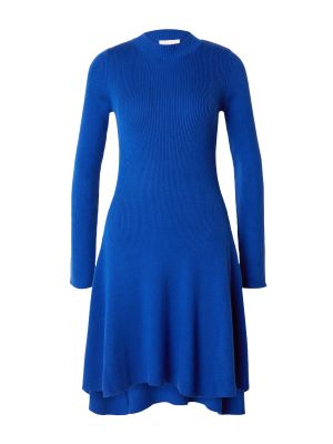 Jednofarebné priliehavé pletené šaty s dlhými rukávmi Lindex - modrá