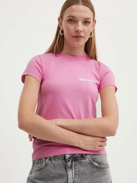 Koszulka bawełniana Karl Lagerfeld Jeans różowa