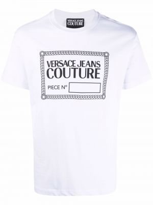 Mustriline puuvillased t-särk Versace Jeans Couture valge