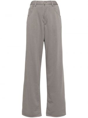 Bavlněné rovné kalhoty jersey Mm6 Maison Margiela šedé