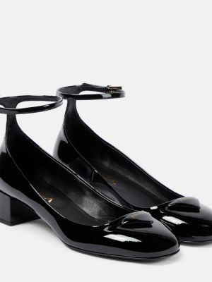 Кожени полуотворени обувки от лакирана кожа Prada черно