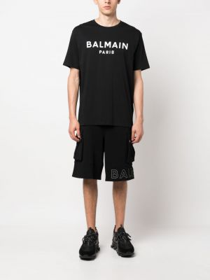 Cargo shorts aus baumwoll mit print Balmain schwarz