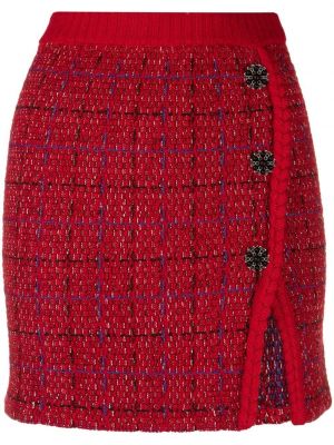 Krištáľová pletená sukňa na gombíky Self-portrait červená