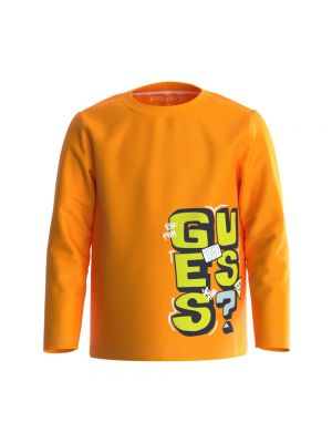 Koszulka z długim rękawem Guess pomarańczowa