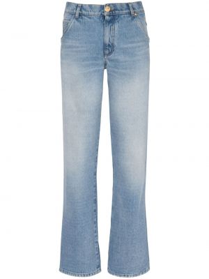 Straight leg jeans a vita bassa Balmain blu