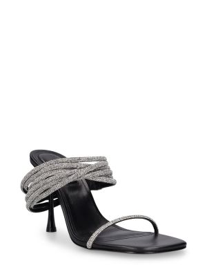 Krištáľové kožené sandále Simkhai čierna