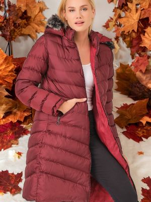 Γυναικεία παλτό με κουκούλα Dewberry μπορντό