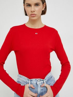 Блуза с дълъг ръкав Tommy Jeans червено