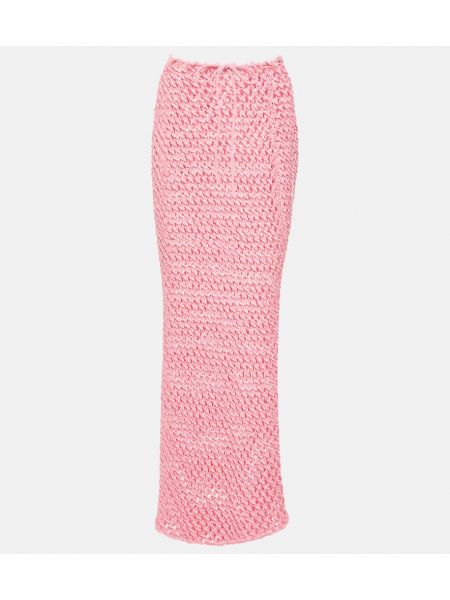 Βαμβακερή maxi φούστα Bananhot ροζ