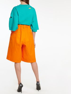 Pantaloncini di cotone baggy Balenciaga arancione