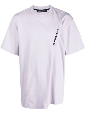 Medvilninis siuvinėtas marškinėliai Y Project violetinė