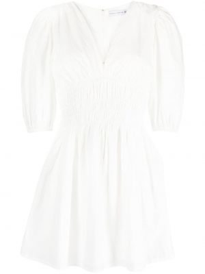 Bavlněné mini šaty na zip s výstřihem do v Faithfull The Brand - bílá