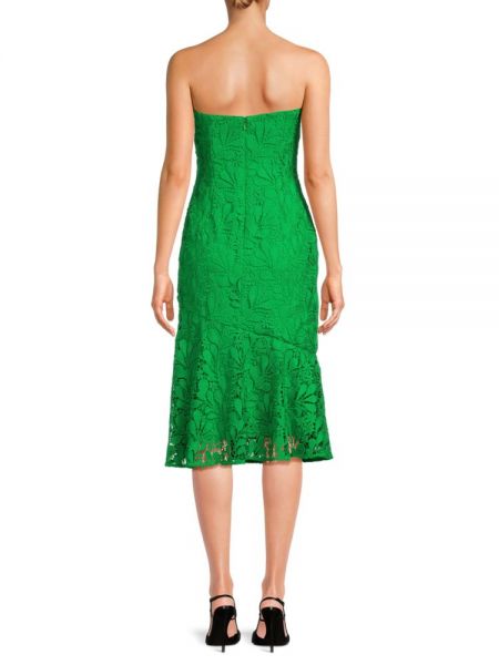 Кружевное однотонное платье миди Amur зеленое