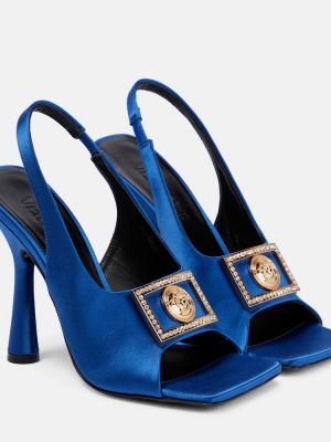 Сатенени сандали с отворена пета Versace