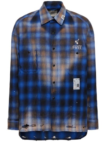 Pledinė medvilninė marškiniai Mihara Yasuhiro mėlyna