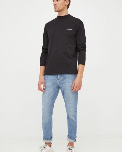 Majica z dolgimi rokavi z dolgimi rokavi Calvin Klein črna