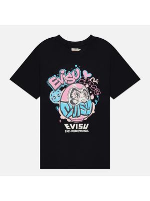 Женская футболка Evisu Graffiti Daruma Printed Boyfriend, L чёрный