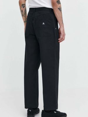 Jednobarevné bavlněné kalhoty Converse černé