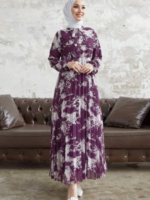 Sukienka szyfonowa plisowana Instyle fioletowa