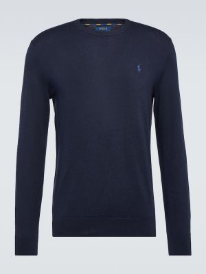 Памучен пуловер Polo Ralph Lauren синьо