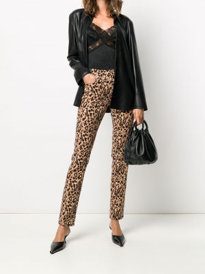 Pantalones con estampado leopardo Versace Jeans Couture marrón