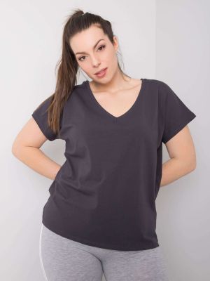 Oversized tričko s výstřihem do v Fashionhunters šedé