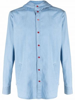 Camisa vaquera con capucha Kiton azul