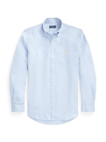 Льняная рубашка слим с длинным рукавом Polo Ralph Lauren синяя