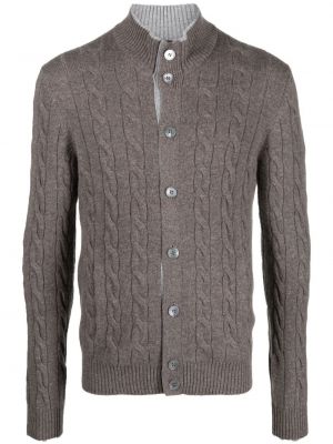 Dun strikkegenser med knapper med button down-krage Barba brun