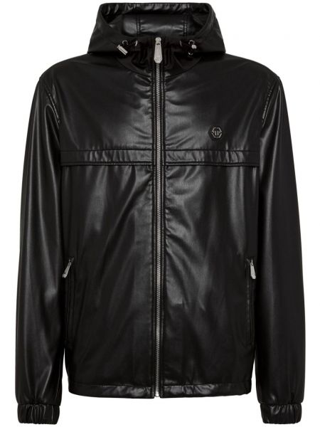 Lange jacke mit kapuze Philipp Plein schwarz