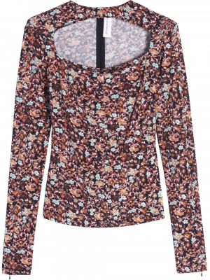 Trykt floral utskåret topp Victoria Beckham brun