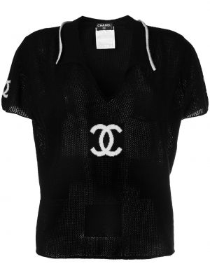 Kašmira topi ar apdruku Chanel Pre-owned melns