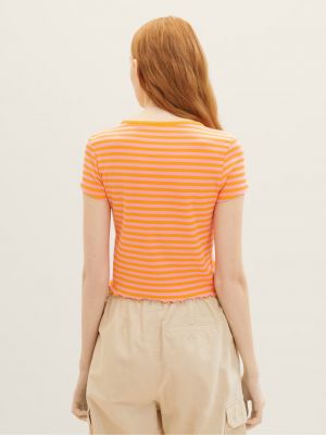 Pruhované tričko Tom Tailor Denim oranžové