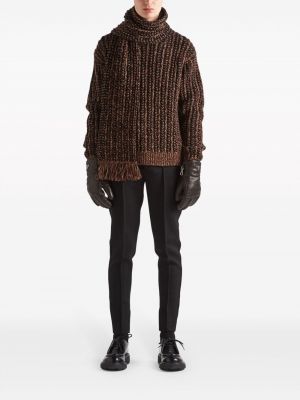 Sweter z okrągłym dekoltem chunky Prada brązowy