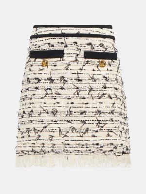 Твидовая юбка мини с бахромой Giambattista Valli белая