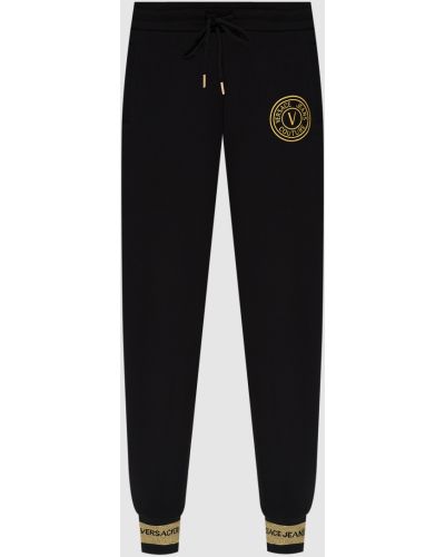 Прямі джинси з логотипом Versace Jeans Couture, чорні