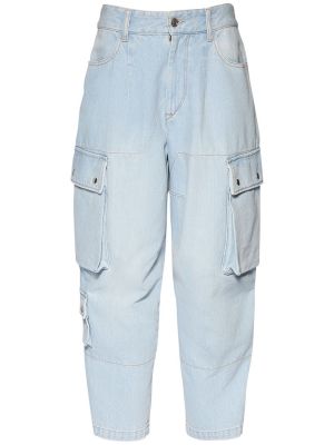 Βαμβακερό παντελόνι σε φαρδιά γραμμή με τσέπες Isabel Marant