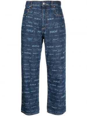 Straight fit džíny s potiskem Marni modré