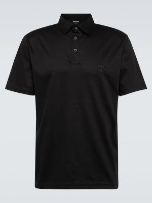 Medvilninis polo marškinėliai Giorgio Armani juoda