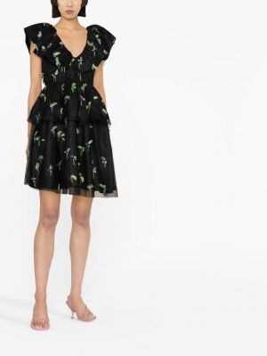 Kleid mit print mit rüschen Ganni schwarz