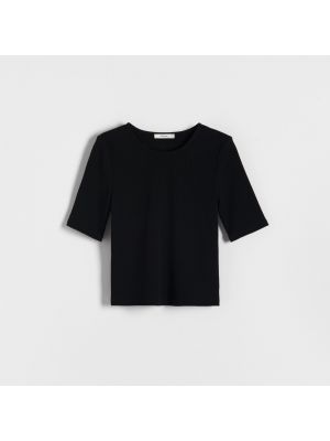 Viskózové tričko z polyesteru Reserved - čierna