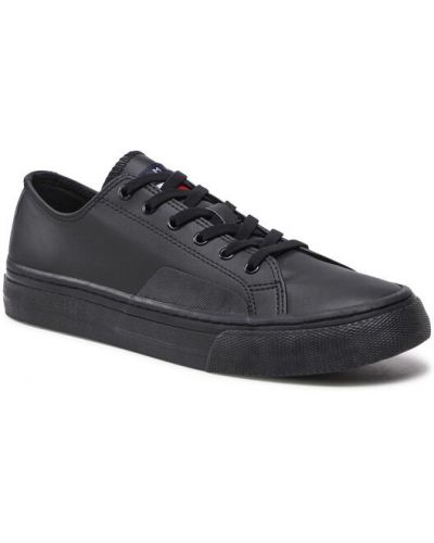 Bőr sneakers Tommy Jeans fekete