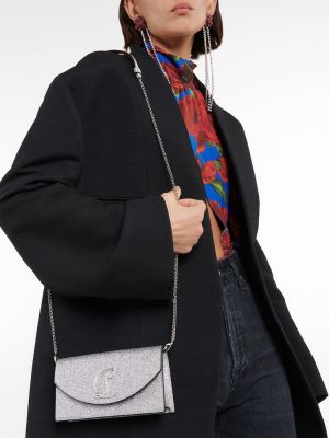 Bőr estélyi táska Christian Louboutin ezüstszínű