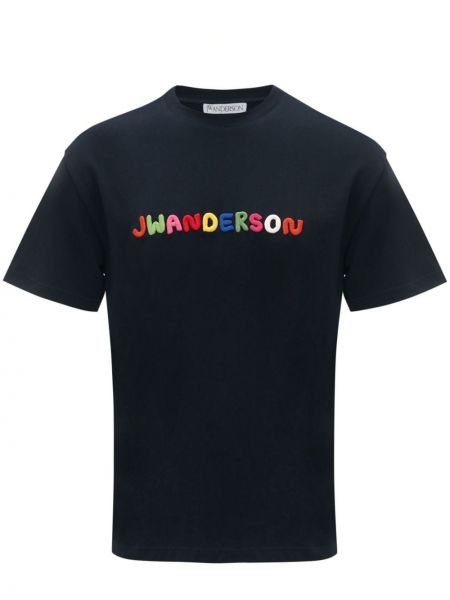 T-shirt brodé en coton Jw Anderson bleu