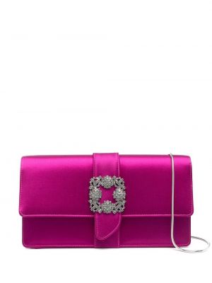 Krištáľová listová kabelka Manolo Blahnik ružová