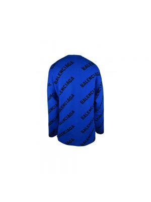 Sweter wełniany z nadrukiem Balenciaga niebieski