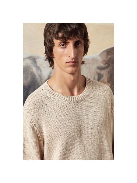 Suéter de lino de algodón Massimo Alba beige