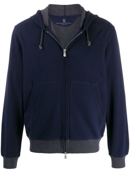 Blixtlås hoodie Brunello Cucinelli blå