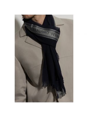 Bufanda de lana de seda Salvatore Ferragamo azul