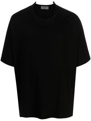 Asymetrické bavlnené tričko s okrúhlym výstrihom Yohji Yamamoto čierna